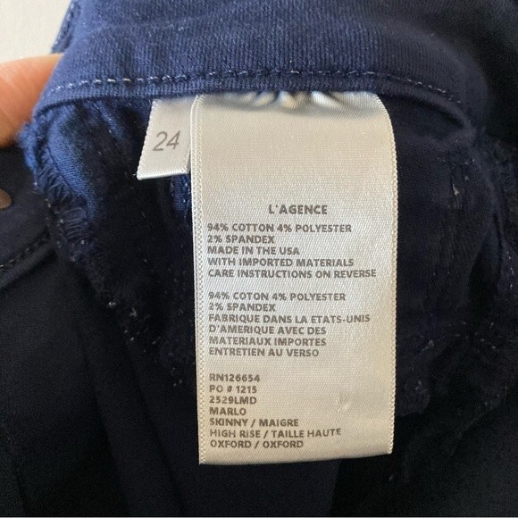 L’Agence Marlo Oxford Skinny‎ High Rise Silver Clasp Ankle Length Jeans 24 - Picture 5 of 7